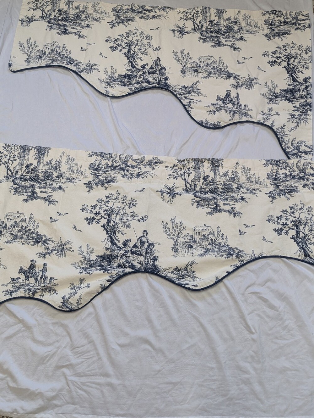 Set Of 2 Thomasville Bouvier Toile Swag Valance Pair Curtains 48" X 29"